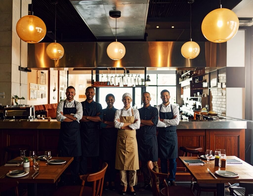 firefly prompt la imagen de un equipo de trabajo de un restaurante. 158785